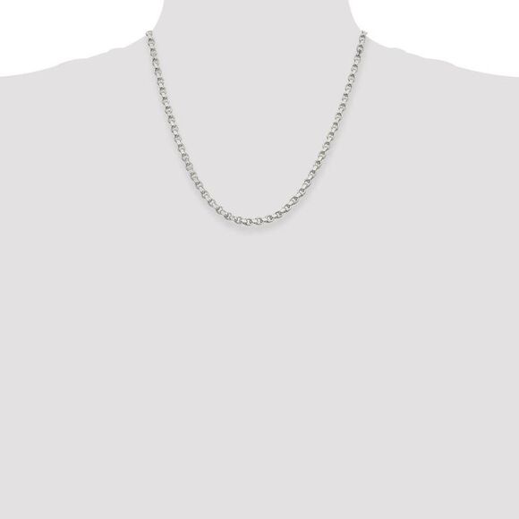 4mm, Sterling Silver Solid Diamond Cut Rolo Chain Necklace, 20 Inch - Picture 2 of 8